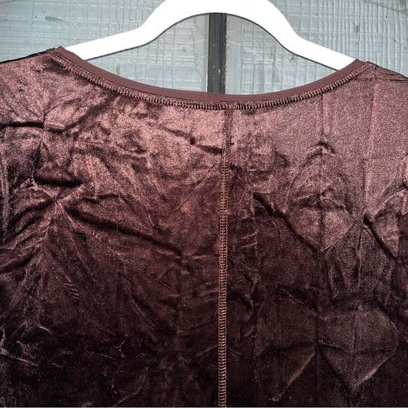Simply Vera top, dark brown crushed velvet, sheer hemline & metallic stitching - Picture 4 of 8
